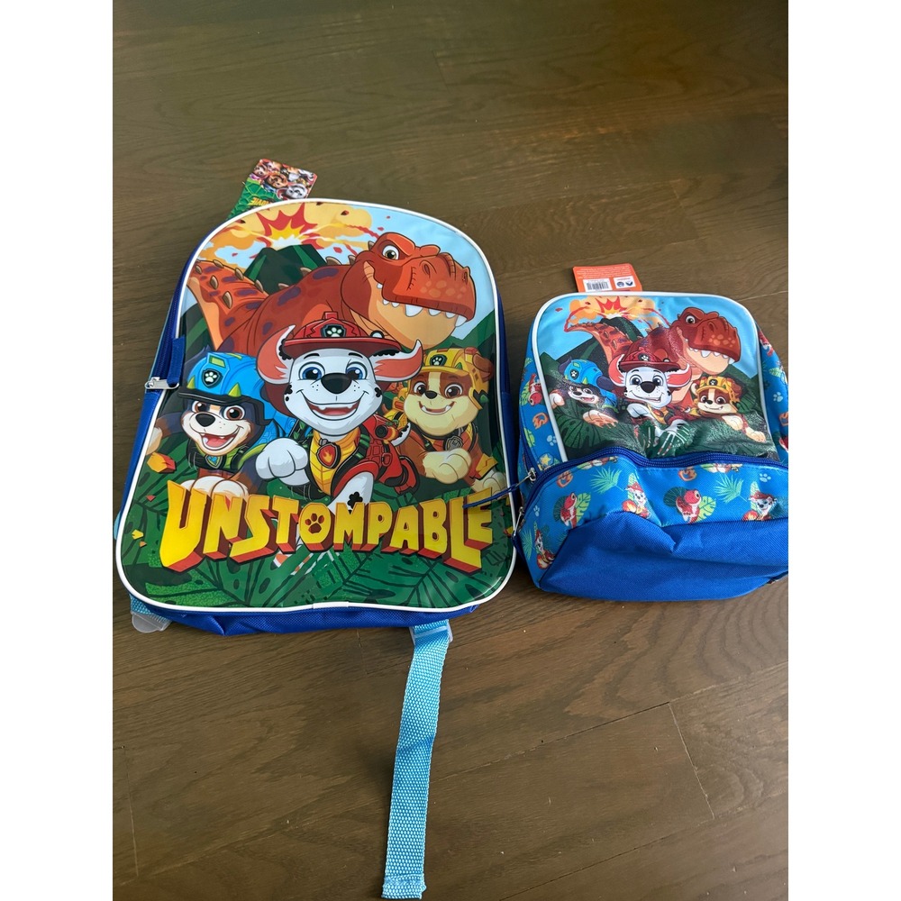Paw Patrol Dino Movie Backpack and Insulated Lunch Bag Set Unstoppable Blue